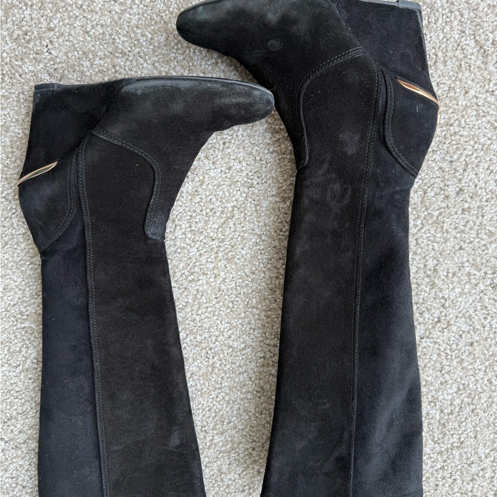 Black Suede Over-the-Knee Boots